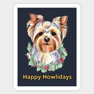 Happy Howlidays Yorkshire Terrier Sticker